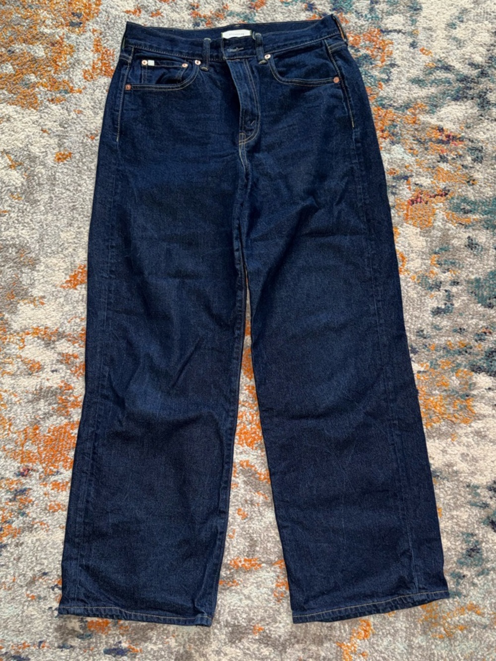 AE77 Women’s Dark Blue Wide-Leg Jeans